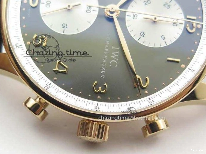 MIROTIME 0324 Portuguese Chrono RG IW371433 Jackie Chan ZF 1:1 Best Edition Gray Dial On Black Leather Strap A7750 V WrinkleFree 7273